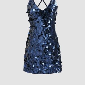 Cider Blue Sequin Mini Dress
